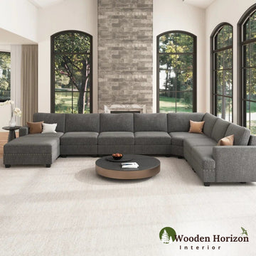 Anureet L-Shaped Velvet Sofa Set – Spacious & Elegant Comfort